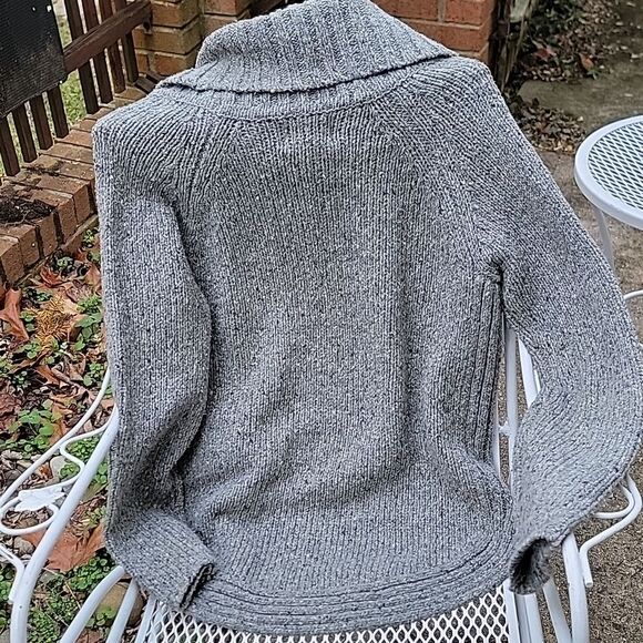 Cynthia Rowley Chunky Thick Cowl Neck Wool Blend Sweater Kangaroo Pocket Sz L - Picture 4 of 12